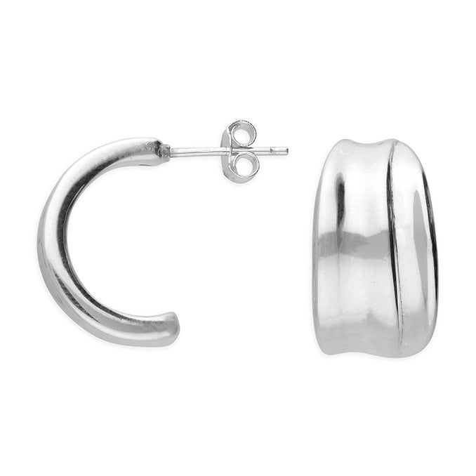 Silver hoop earrings complete with presentation box