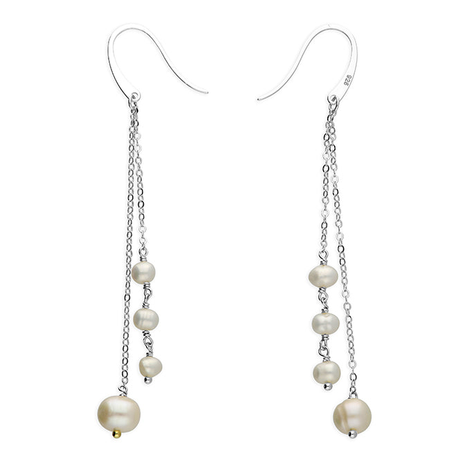 Silver Freshwater Pearl drop earrings complete with presentation box