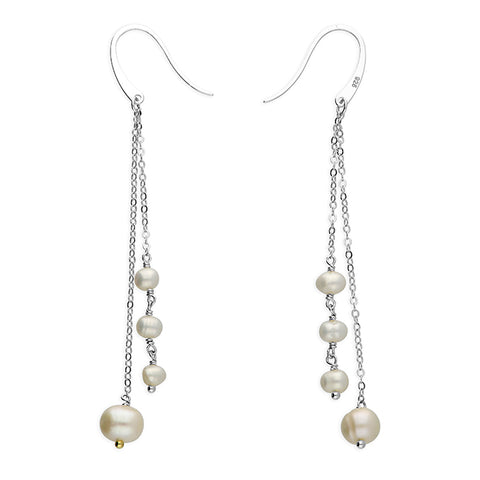 Silver Freshwater Pearl drop earrings complete with presentation box