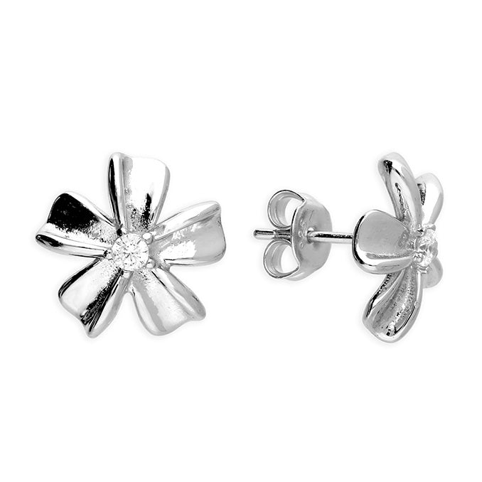 Silver Cubic Zirconia stud earrings complete with presentation box
