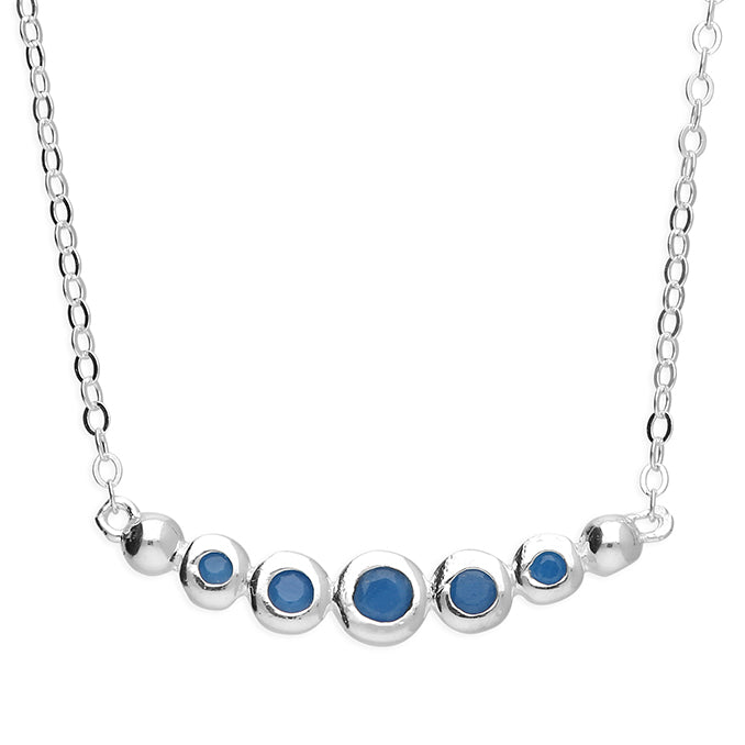 Silver Synthetic Turquoise necklet and chain complete with presentation box