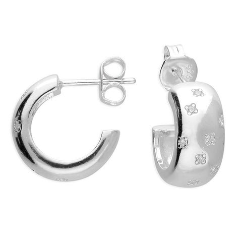 Silver Cubic Zirconia hoop earrings complete with presentation box