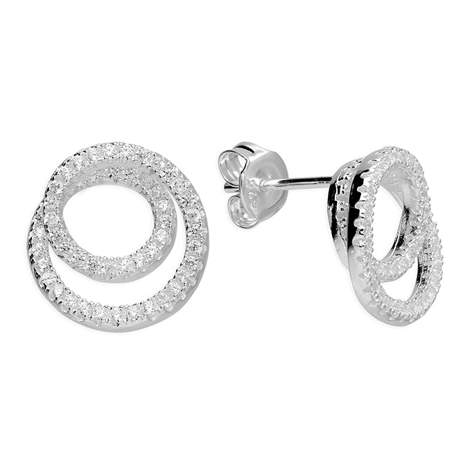 Silver Cubic Zirconia stud earrings complete with presentation box
