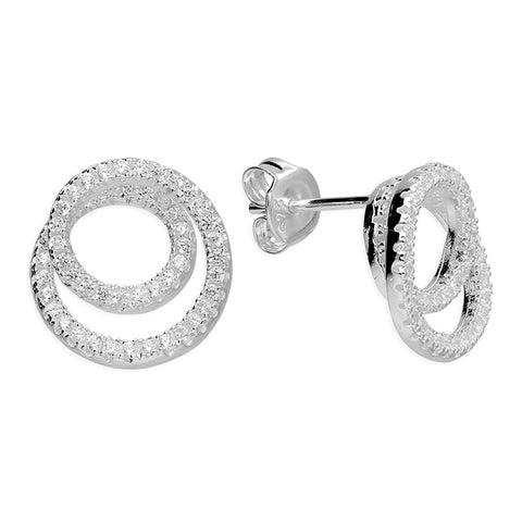 Silver Cubic Zirconia stud earrings complete with presentation box