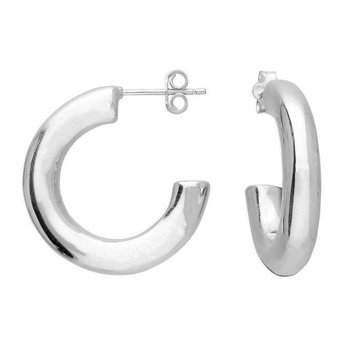 Silver hoop earrings complete with presentation box