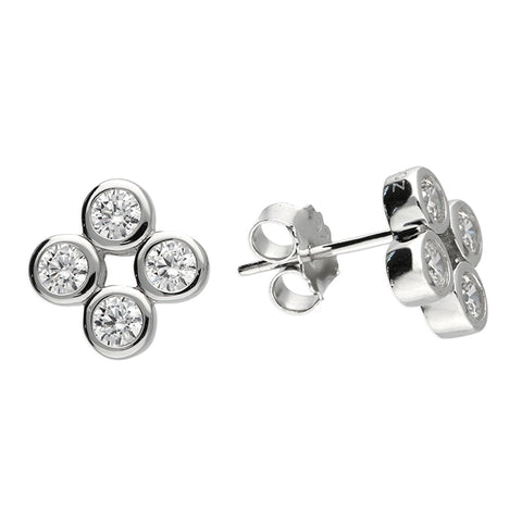 Silver Cubic Zirconia stud earrings complete with presentation box