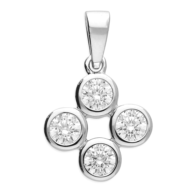 Silver Cubic Zirconia pendant and chain complete with presentation box