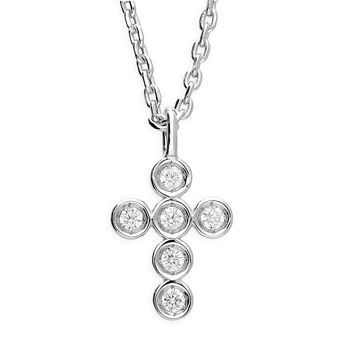 Silver Cubic Zirconia pendant and chain complete with presentation box