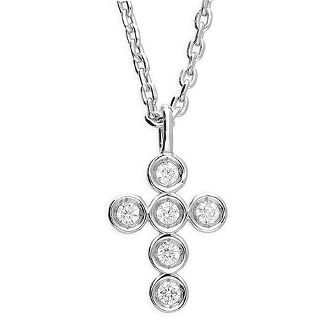 Silver Cubic Zirconia pendant and chain complete with presentation box