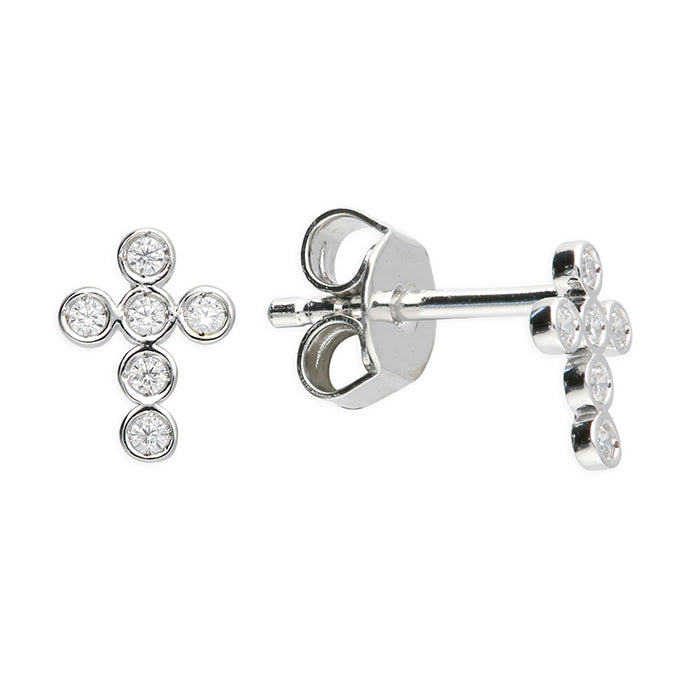 Silver Cubic Zirconia stud earrings complete with presentation box