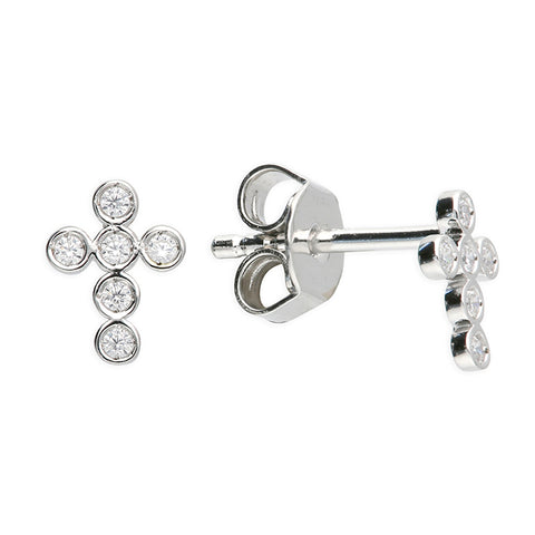 Silver Cubic Zirconia stud earrings complete with presentation box