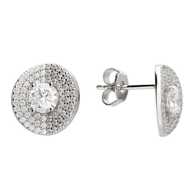 Silver Cubic Zirconia stud earrings complete with presentation box