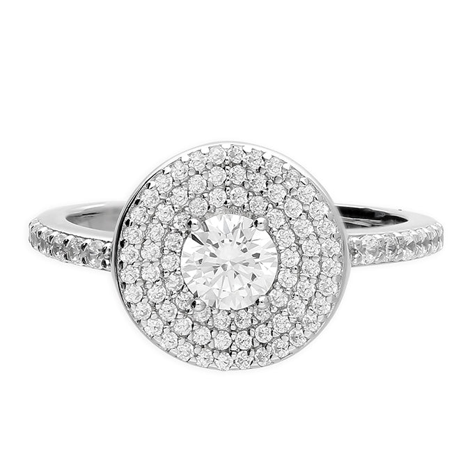Silver Cubic Zirconia Cluster Ring complete with presentation box