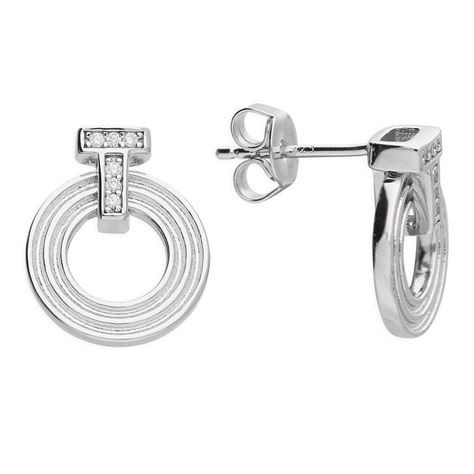 Silver Cubic Zirconia stud earrings complete with presentation box