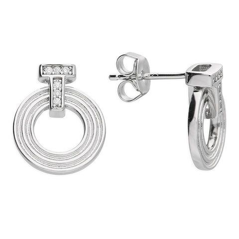 Silver Cubic Zirconia stud earrings complete with presentation box