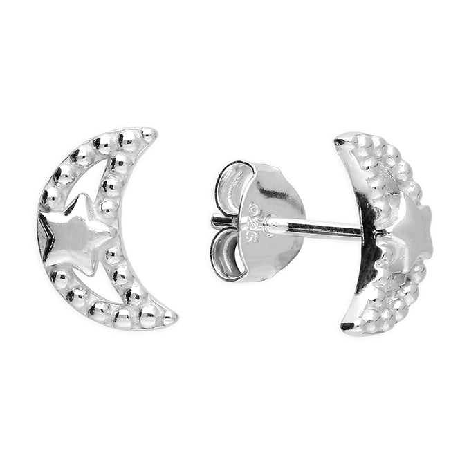 Silver plain stud earrings complete with presentation box