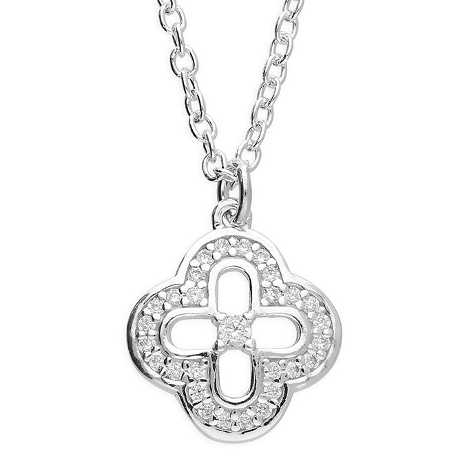Silver Cubic Zirconia pendant and chain complete with presentation box