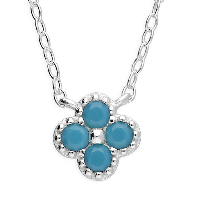 Silver Synthetic Turquoise necklet and chain complete with presentation box