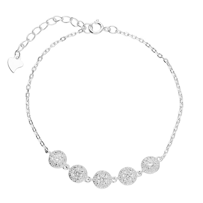 Silver Cubic Zirconia Link Bracelet complete with presentation box