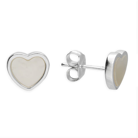 Silver Mother Of Pearl stud earrings complete with presentation box
