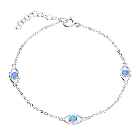 Silver Synthetic Opal Link Bracelet complete with presentation box
