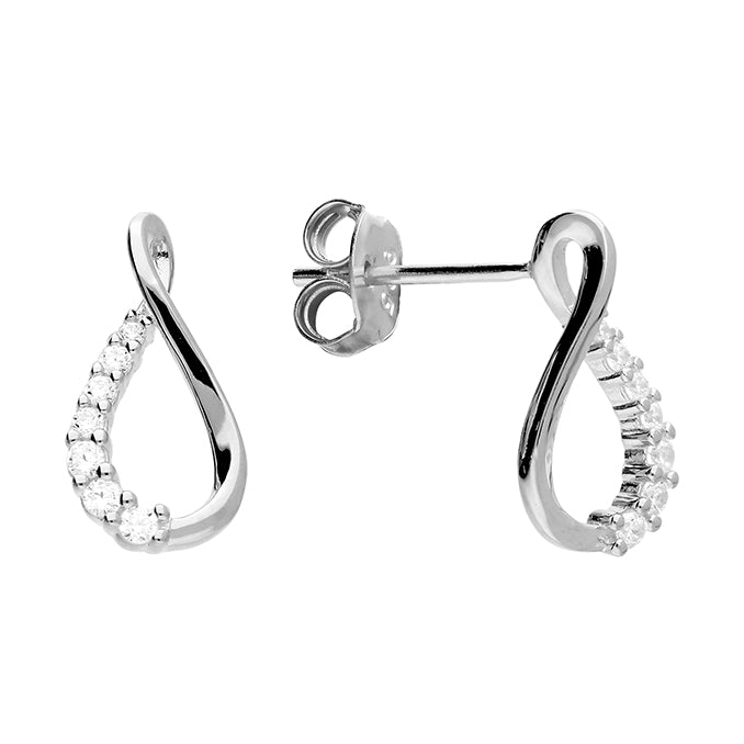Silver Cubic Zirconia stud earrings complete with presentation box