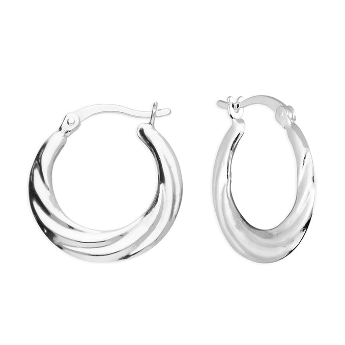 Silver Creole hoop earrings complete with presentation box
