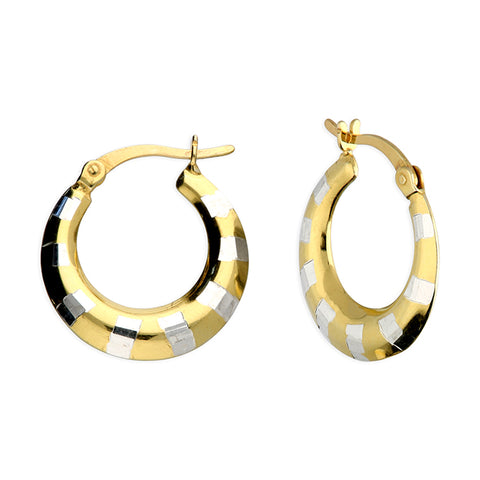 Silver two colour Creole hoop earrings complete with presentation box