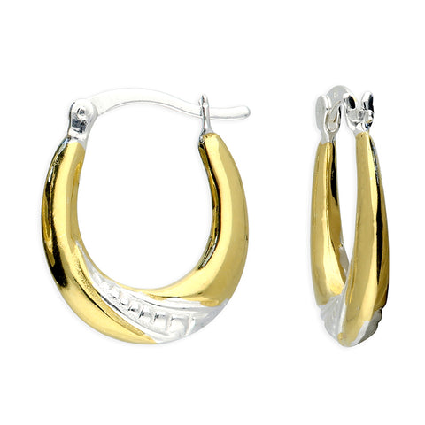 Silver two colour Creole hoop earrings complete with presentation box