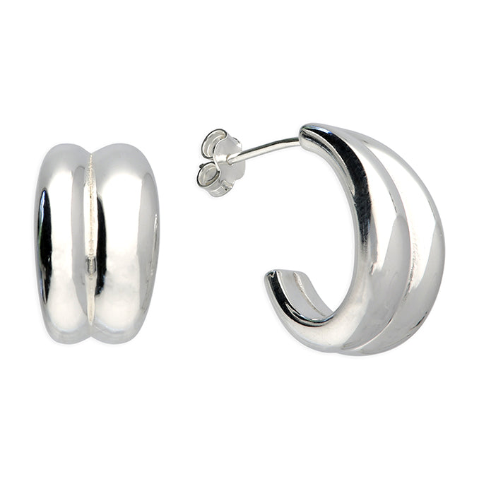 Silver hoop earrings complete with presentation box