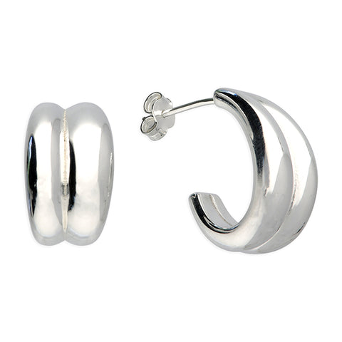 Silver hoop earrings complete with presentation box