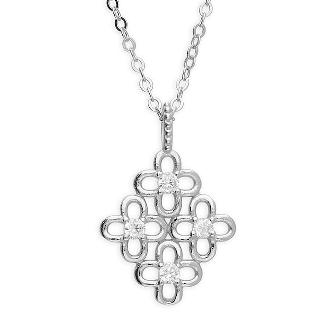 Silver Cubic Zirconia pendant and chain complete with presentation box