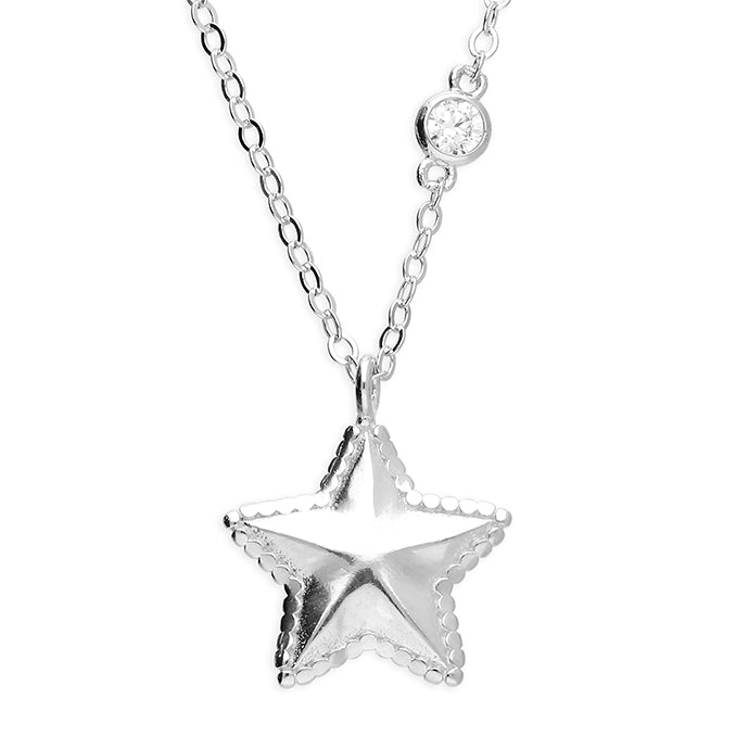 Silver Cubic Zirconia pendant and chain complete with presentation box