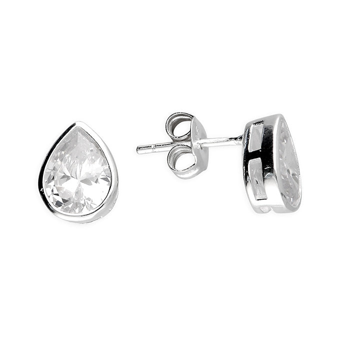 Silver Cubic Zirconia stud earrings complete with presentation box
