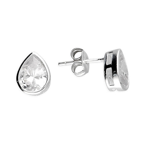 Silver Cubic Zirconia stud earrings complete with presentation box