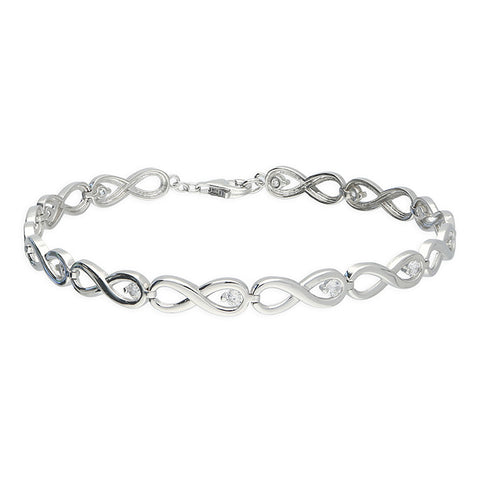 Silver Cubic Zirconia infinity linked Bracelet complete with presentation box