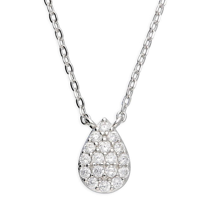 Silver Cubic Zirconia pendant and chain complete with presentation box