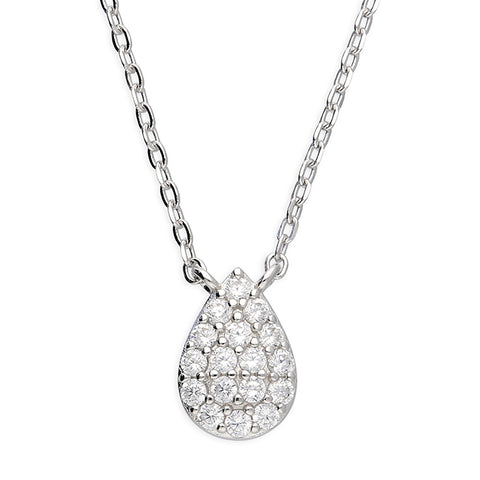 Silver Cubic Zirconia pendant and chain complete with presentation box