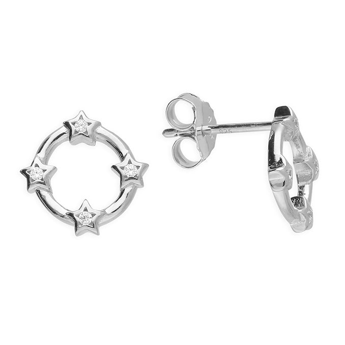 Silver Cubic Zirconia stud earrings complete with presentation box
