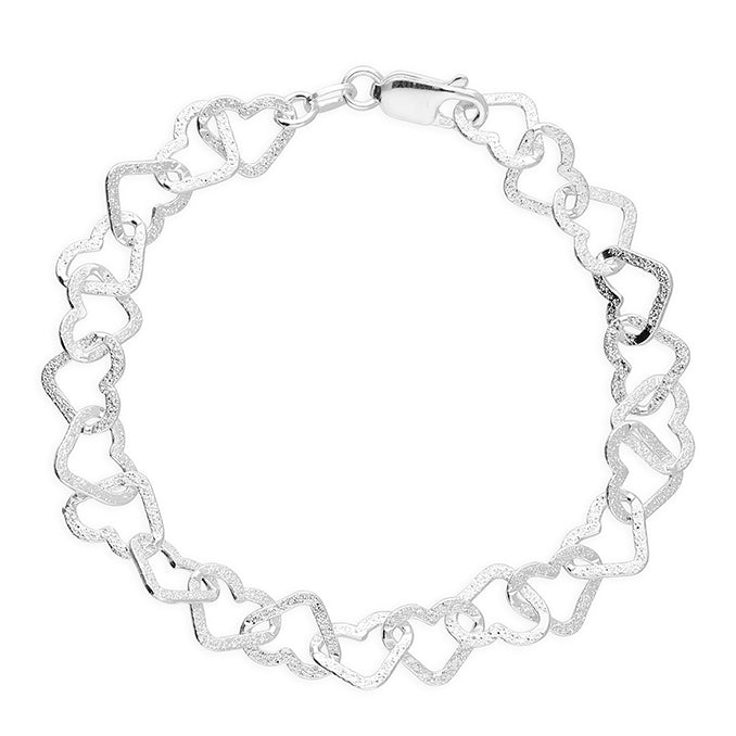 Silver open hearts linked Bracelet complete with presentation box