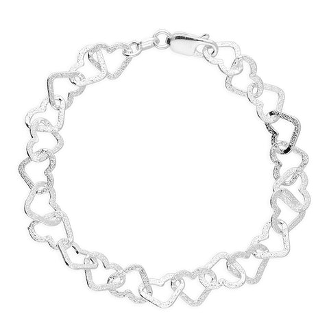 Silver open hearts linked Bracelet complete with presentation box