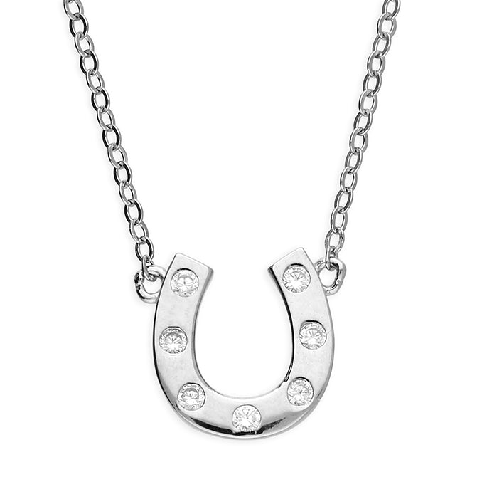 Silver Cubic Zirconia pendant and chain complete with presentation box