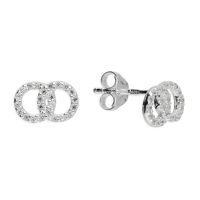 Silver Cubic Zirconia stud earrings complete with presentation box