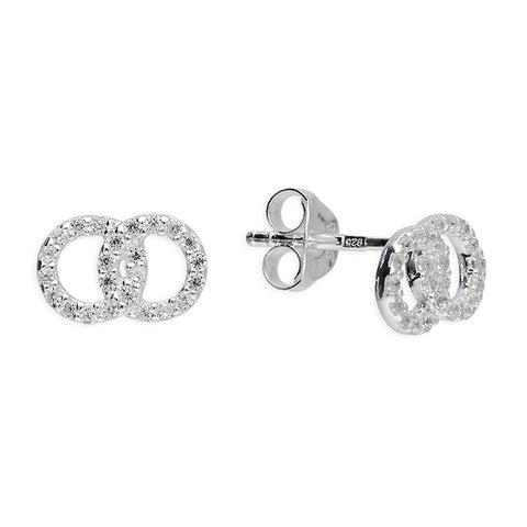 Silver Cubic Zirconia stud earrings complete with presentation box