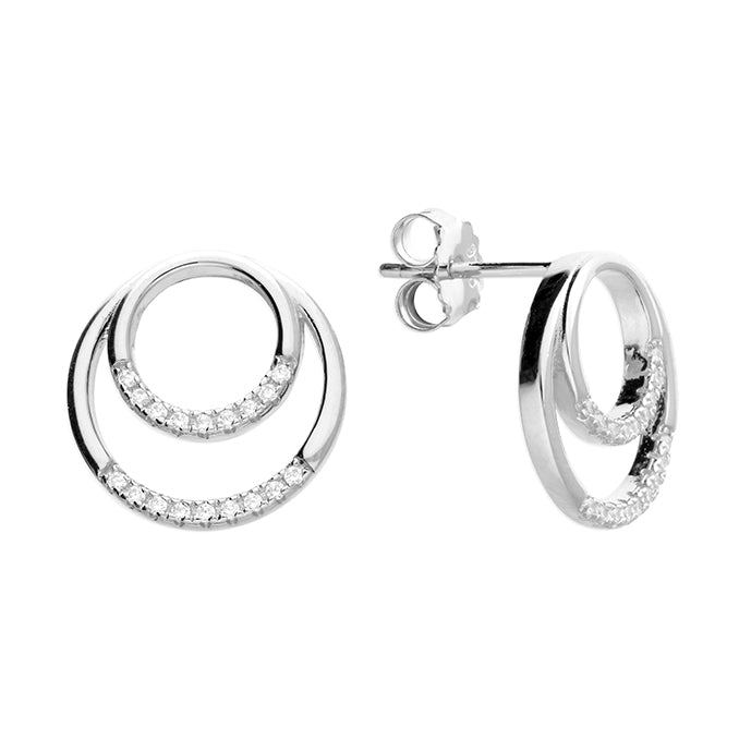 Silver Cubic Zirconia stud earrings complete with presentation box