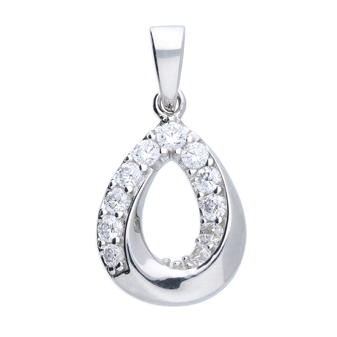Silver Cubic Zirconia pendant and chain complete with presentation box