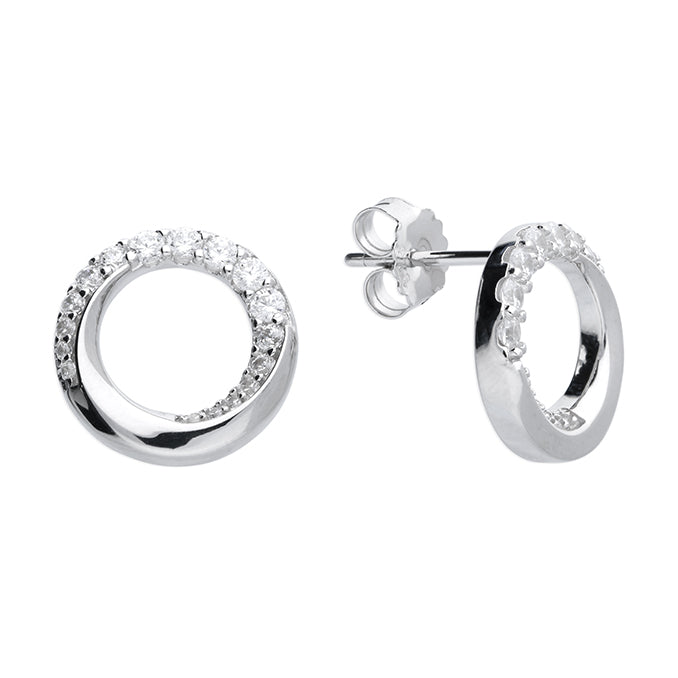 Silver Cubic Zirconia stud earrings complete with presentation box