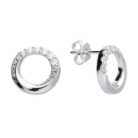 Silver Cubic Zirconia stud earrings complete with presentation box
