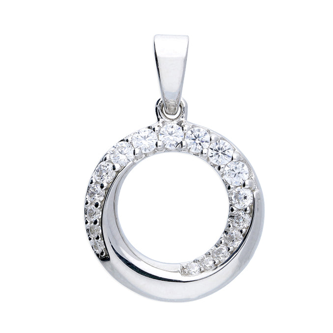 Silver Cubic Zirconia pendant and chain complete with presentation box