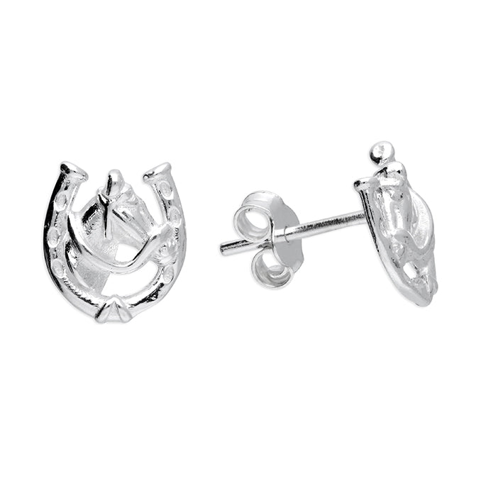 Silver plain stud earrings complete with presentation box